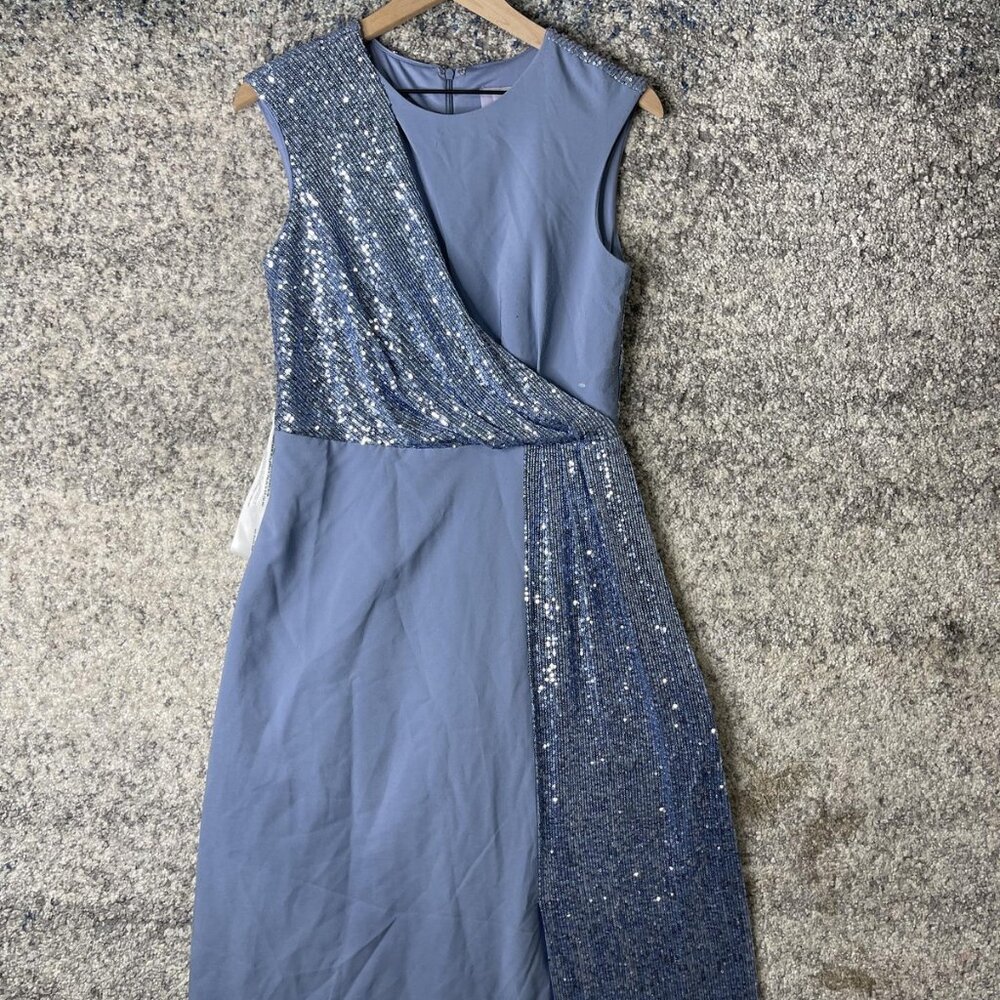 JS Collections Dress Womens 6 Blue Sequin Embellished Gown‎ Evening Formal Maxi